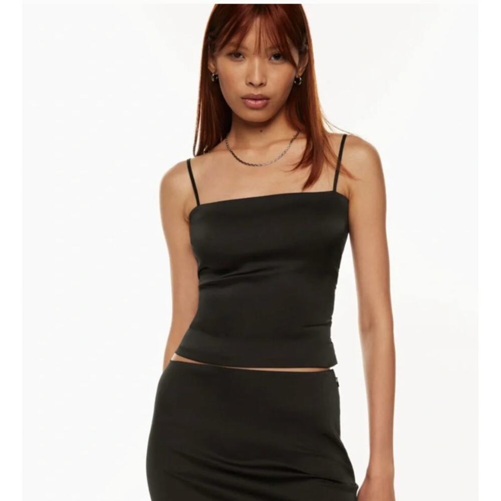 Sunday Best Aritzia Black Bisou Satin Tank Top Size M